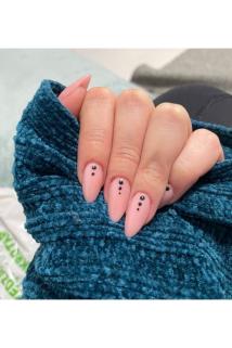 Nail Art Noktalı Pudra Badem Takma Tırnak